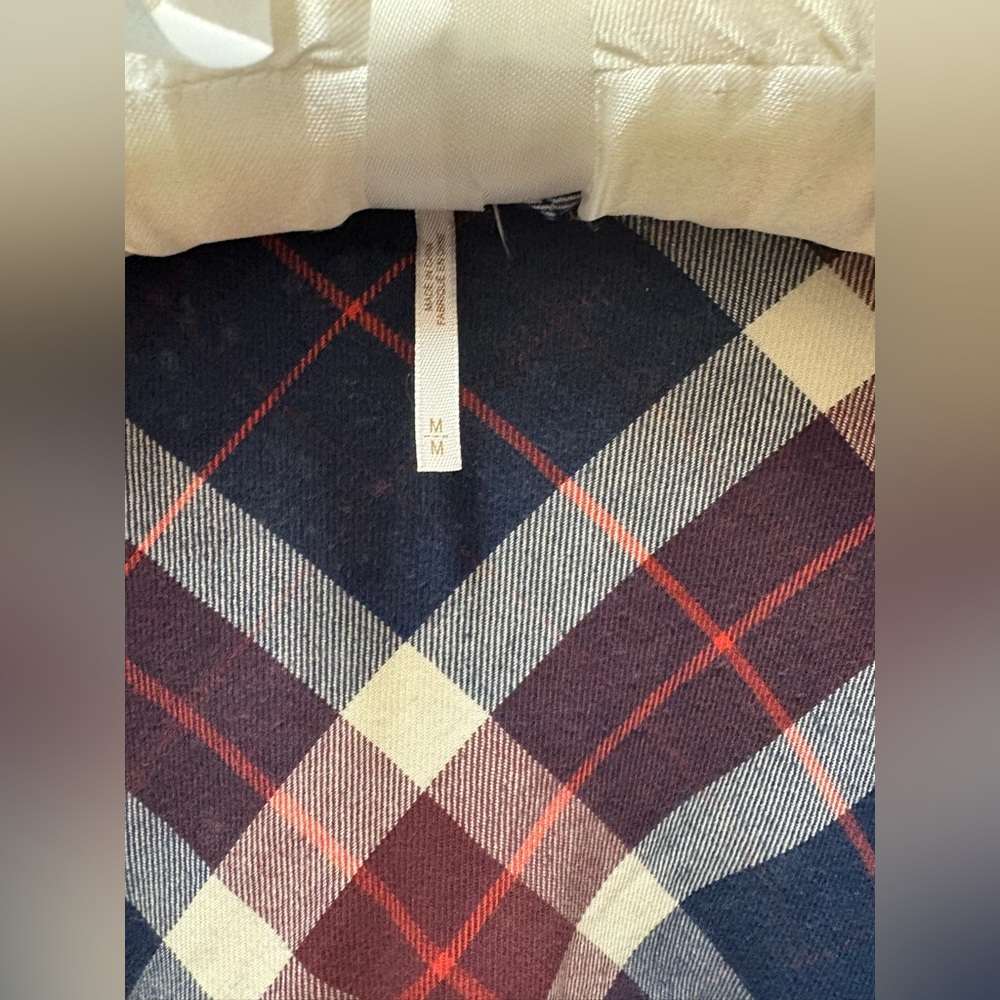 Free People Plaid Blue and Red Long Duster Trench Coat - Picture 2 of 7